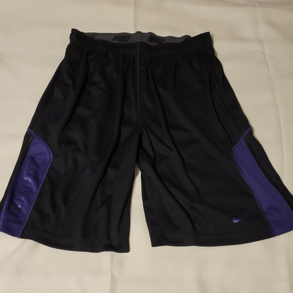 Nike Black and Purple Athletic Shorts for Training